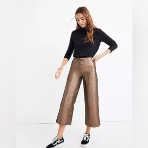 MADEWELL Metallic Slim Emmett Wide Leg Crop NWOT
